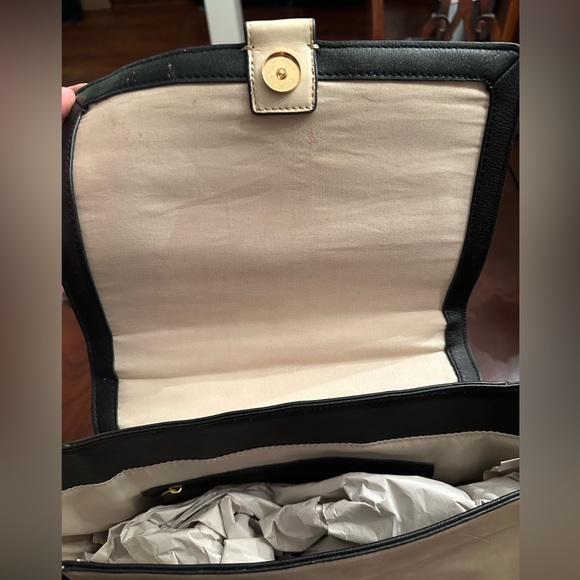 NWT Neiman Marcus Med Tote black and cream - Picture 2 of 6